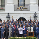 President Barack Obama greets the New England Patriots at the White House on April 23, 2015. Pablo Martinez Monsivais/AP Images